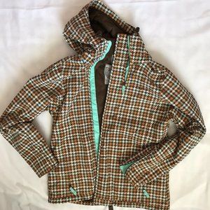 Burton Houndstooth green cream and turquoise Snowboarding and ski winter Jacket